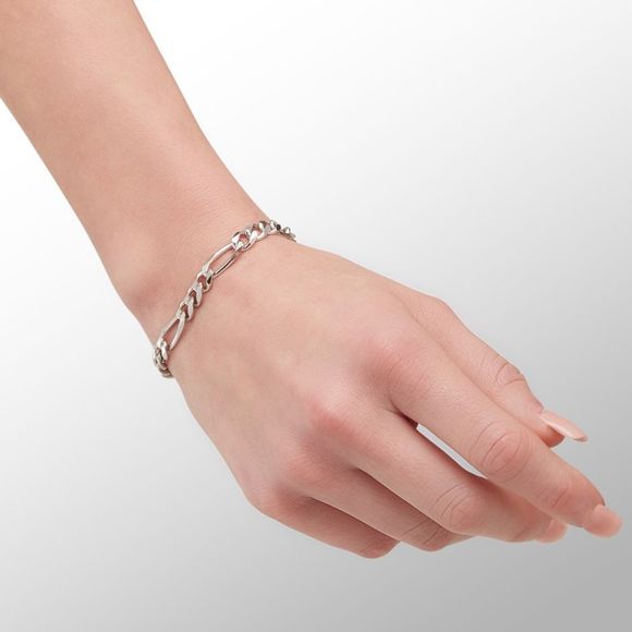 NWT!! 180 Gauge Sterling Silver Figaro Chain Bracelet 8” Made in Italy - Picture 4 of 4
